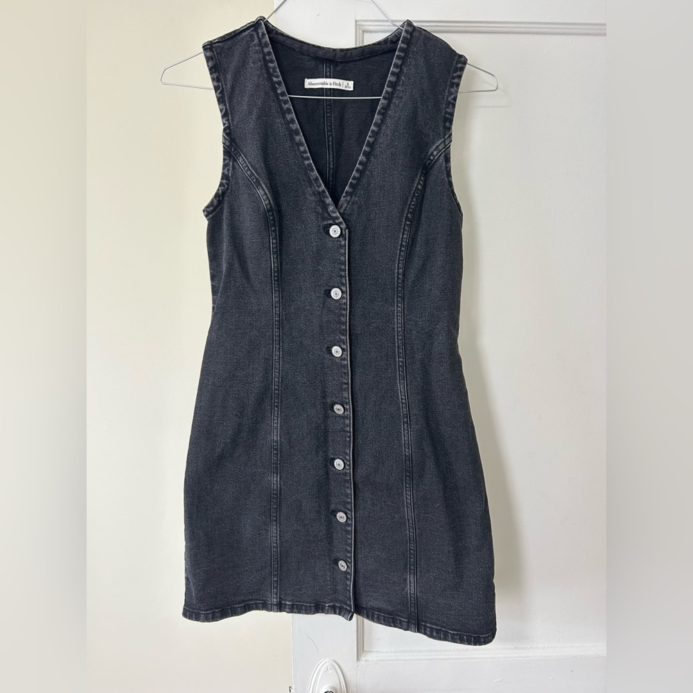 Abercrombie & Fitch Black Button-Front Mini Dress